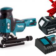 Аккум. лобзик MAKITA DJV 181 Z в кор. + АКЦИЯ (BL1830B + DC18RC) (18.0 В, 1 акк. 3.0 А/ч, Li-Ion, пропил до 135 мм)