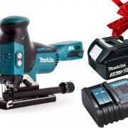 Аккум. лобзик MAKITA DJV 181 Z в кор. + АКЦИЯ (BL1830B + DC18RC) (18.0 В, 1 акк., 3.0 А/ч, Li-Ion, пропил до 135 мм)