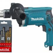 Дрель ударная MAKITA HP 1630 в кор. + Набор сверл смеш. 9шт (дер., мет., бет.) MAKITA (D-08660)