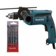 Дрель ударная MAKITA HP 1640 K в чем. + Набор сверл по бетону, 5 шт. (D-05175)