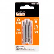 Насадка TORX T30 50мм  3шт GEPARD (GP3513-50) (бита звездочка шестилучевая звезда сталь S2  магнитная)