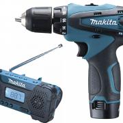 Аккум. шуруповерт MAKITA DF 330 DWE в чем. + АКЦИЯ(Радиоприемник аккум.) (10.8 В, 2 акк., 1.3 А/ч Li-Ion, 2 скор., 24 Нм, шурупы до 7 мм)