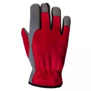 Перчатки полиэфирные с ладонью из искусств. кожи, 8/M, красный/серый, Jeta Safety (можно стирать)