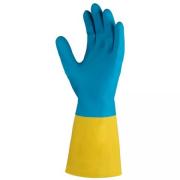Перчатки К80 Щ50 неопреновые хозяйственно - промышленные, р-р 8/M, желто-голубые, JetaSafety (Хозяйствен., промышл. из неопрена, плотные, прочные,L=33