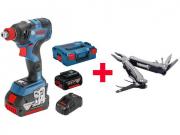 Аккум. ударный гайковерт BOSCH GDX 18V‑200 C L‑BOXX + мультитул Swiss Peak [0615990L00]