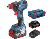 Аккум. ударный гайковерт BOSCH GDX 18V‑200 C L‑BOXX (18.0 В, 2 акк., 5.0 А/ч Li‑Ion, посадочн. квадрат 1/2, внутр. шестигр. 1/4 ", 200 Нм, вес 1.7 кг)