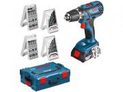 Аккум. дрель‑шуруповерт BOSCH GSR 18‑2‑LI L‑BOXX + 4 набора сверл и бит [0615990H27]