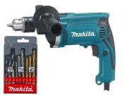 Дрель ударная MAKITA HP 1630 в кор. + Набор сверл смеш. 9шт (дер., мет., бет.) MAKITA (D‑08660)