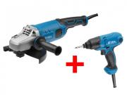 Двуручная углошлифмашина BULL WS 2301 в кор. + Шуруповерт ударный BULL ES 1401