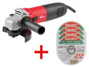 Одноручная углошлифмашина WORTEX AG 1213‑3 E в кор. + АКЦИЯ! 4 отр. круга ВОЛАТ в подарок! (4 отр. круга ВОЛАТ в подарок!)