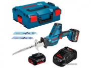 Аккум. сабельная пила BOSCH GSA 18 V‑LI C L‑BOXX (18.0 В, 2 акк. 5,0 А/ч, дерево до 200 мм, металл до 100 мм)