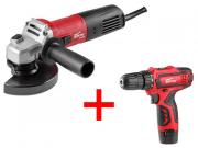 Одноручная углошлифмашина WORTEX AG 1209 в кор. + АКЦИЯ (аккум. дредь.шур.) (+ Аккум. дрель‑шуруповерт WORTEX BD 1213 Li в кор. со скидкой!)
