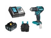 Аккум. дрель‑шуруповерт MAKITA DDF 483 Z в кор. + АКЦИЯ(зарядное,аккумулятор,жилет) (18.0 В, 1 акк., 3.0 А/ч Li‑Ion, 2 скор., 40 Нм, шурупы до 10 мм)