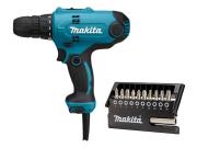 Дрель‑шуруповерт MAKITA DF 0300 в кор. + набор бит (11 шт.) (320.0 В, 2 скор., 56 Нм, 1500/450 об/мин)