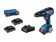 Аккум. ударная дрель‑шуруповерт BOSCH GSB 18V‑50 в чем. (18.0 В, 2 акк., 2.0 А/ч Li‑Ion, 2 скор., 50 Нм, шурупы до 10 мм, сверление в металле до 13 мм