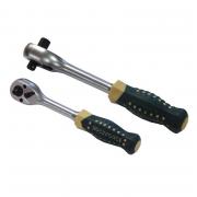 Трещотка реверсивная двухсторонняя с резиновой ручкой 1/2''‑3/8'' Rock FORCE 250мм 72зуб. [RF‑802421]
