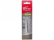 Сверло по металлу ц/х 4.0х43х75 мм HSS WORTEX                [WDB040075M2111]