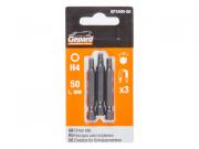 Насадка шестигранник 4мм 1/4" 50мм  3шт GEPARD (GP3400‑50) (H4 Hex Shank Hexagon бита под конфирмат сталь S2 магнитная)