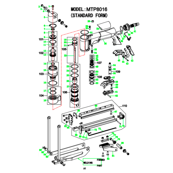 Запчасть БОЕК в сборе для Meite MTP8016 [AA33N-028A]