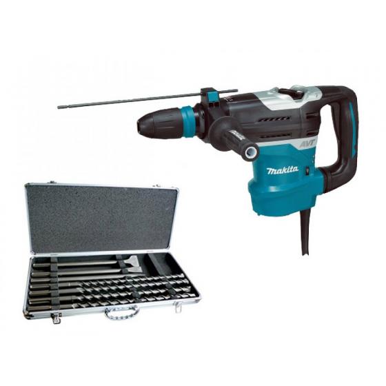 Перфоратор MAKITA HR 4013 CV в чем. + набор оснастки (1100 Вт, 8.0 Дж, 2 реж., патрон SDS-MAX, вес 6.8 кг, набор D-40571 в ПОДАРОК!!!) [HR4013CVA1]