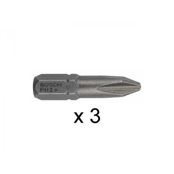 Насадка (бита) крестообразная PH2 25 мм BOSCH в розничн. упак. (3 шт.)