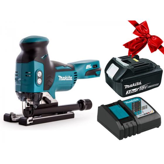 Аккум. лобзик MAKITA DJV 181 Z в кор. + АКЦИЯ (BL1830B + DC18RC) (18.0 В, 1 акк. 3.0 А/ч, Li-Ion, пропил до 135 мм)