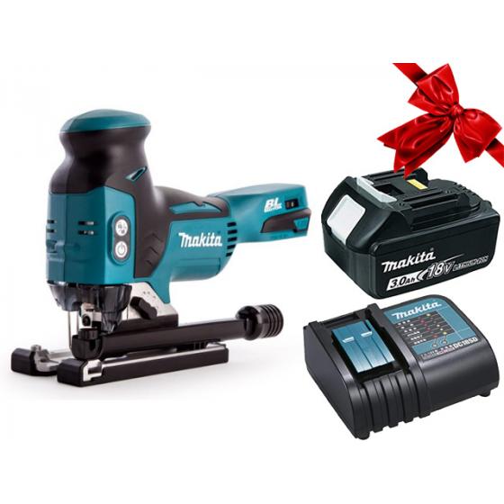 Аккум. лобзик MAKITA DJV 181 Z в кор. + АКЦИЯ (BL1830B + DC18RC) (18.0 В, 1 акк., 3.0 А/ч, Li-Ion, пропил до 135 мм)