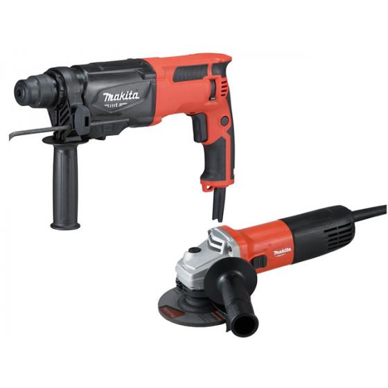 Перфоратор MAKITA MT M 8701 в чем. + Одноручная углошлифмашина MAKITA MT M 9511 (800 Вт, 2.3 Дж, 3 реж., патрон SDS-plus, вес 2.7 кг)