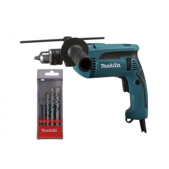 Дрель ударная MAKITA HP 1640 K в чем. + Набор сверл по бетону, 5 шт. (D-05175)