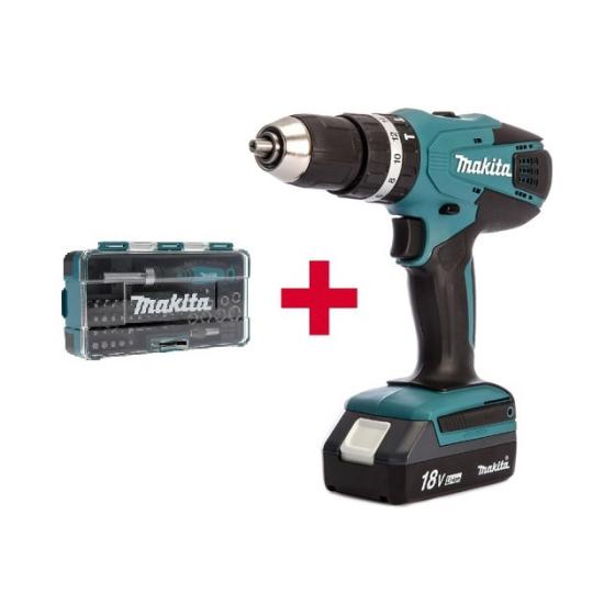 Аккум. ударная дрель-шуруповерт MAKITA HP 457 DWE в чем. + Набор бит 47 шт. (B-36170)