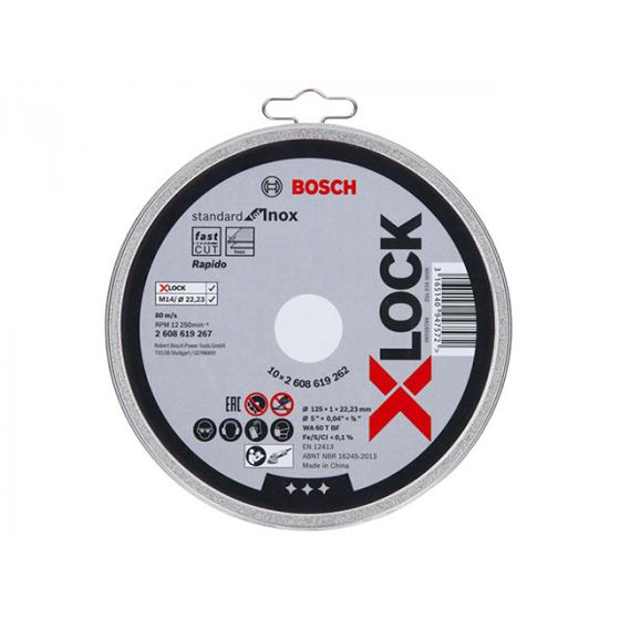 Круг отрезной 125х1.0x22.2 мм для нерж. стали X-LOCK Standard BOSCH (10 шт.) (прямой)