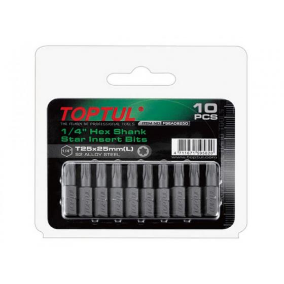 Насадка TORX T10*25 1/4" 10шт блистер TOPTUL (FSEA0810G)