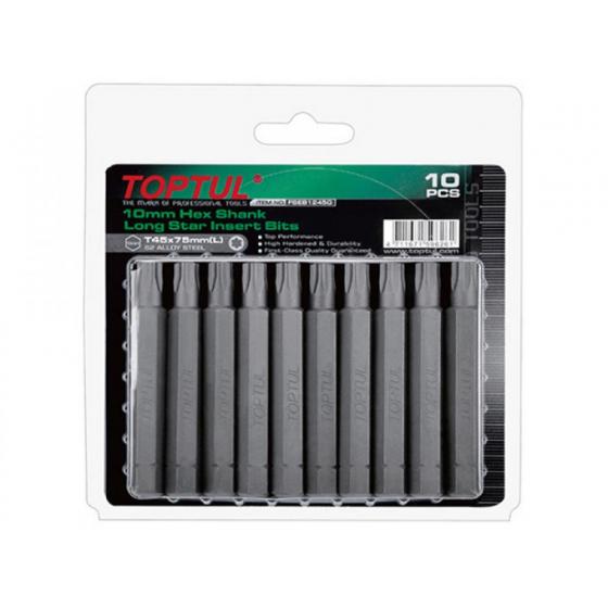 Насадка TORX T20 75мм LONG 10шт блистер TOPTUL (FSEB1220G)