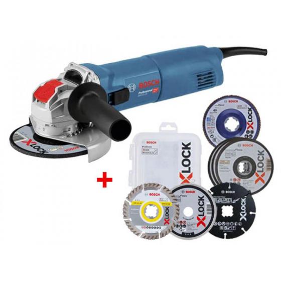 Одноручная углошлифмашина BOSCH GWX 14-125 в кор. + АКЦИЯ (16 кругов) (1400 Вт, диск 125х22 мм, система X-LOCK. 16 кругов в ПОДАРОК!)