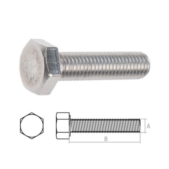 Болт М8х20 шестигр., нерж.сталь (А2), DIN 933 (100 шт в уп.) (STARFIX)