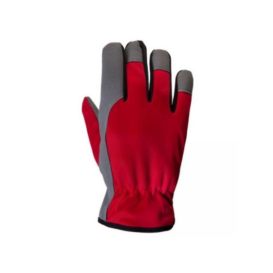 Перчатки полиэфирные с ладонью из искусств. кожи, 10/XL, красный/серый, Jeta Safety (можно стирать)