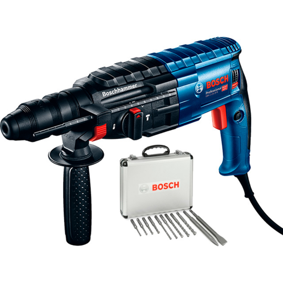 Перфоратор BOSCH GBH 240 в чем. + набор оснастки (790 Вт, 2.7 Дж, 3 реж., патрон SDS-plus, вес 2.8 кг)