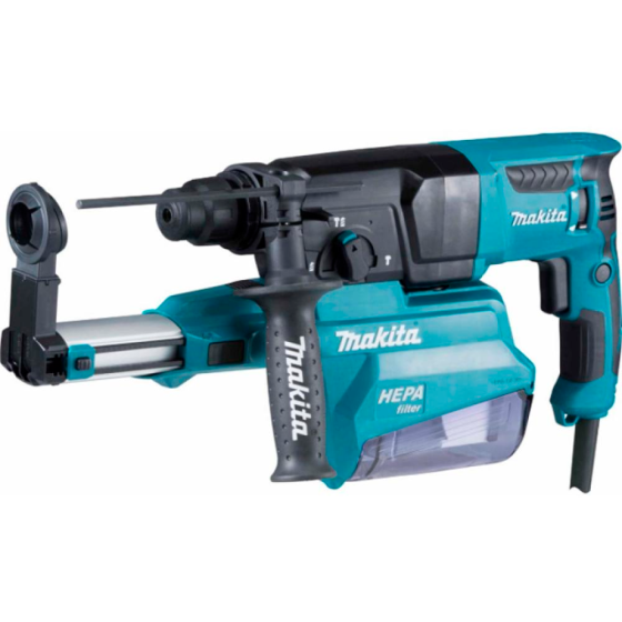 Перфоратор MAKITA HR 2650 в чем. + система пылеудаления (800 Вт, 2.4 Дж, 3 реж., патрон SDS-plus, вес 4.1 кг)