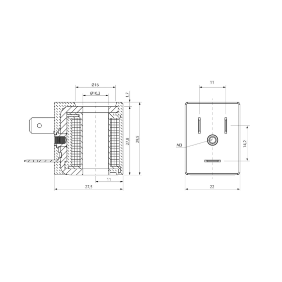 Катушка электромагнитная (соленоид) Aignep SOL10220A8000, 220V, 7,5 Вт