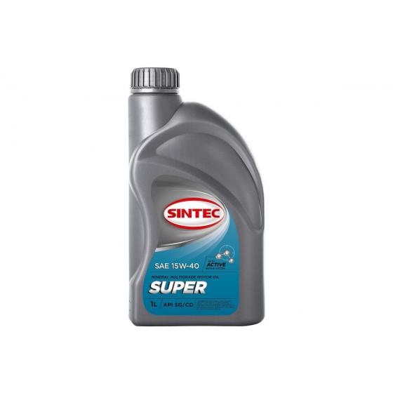 Масло SINTEC Супер SAE 15W-40 API SG/CD канистра 1л/Motor oil 1liter can