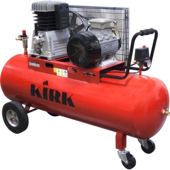 Компрессор KIRK K2080Z/200 (690л/мин, 4,0кВт, 200л, 10 бар, 2 поршня, ременной, масляный, 128кг 380В)