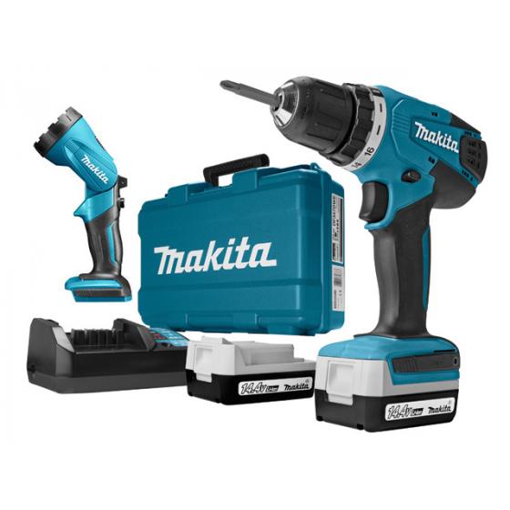 Аккум. дрель-шуруповерт MAKITA DF 347 DWLE в чем. + фонарь