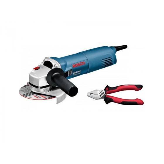 Одноручная углошлифмашина BOSCH GWS 1400 + пассатижи Wiha [0615990K31]