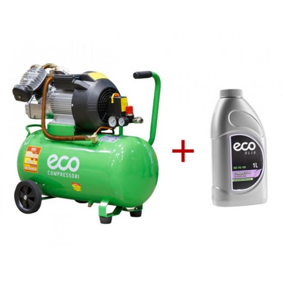 Компрессор ECO AE-502-3 АКЦИЯ! + Масло компрессорное ECO 1л (440 л/мин, 8 атм, коаксиальный, масляный, ресив. 50 л, 220 В, 2.20 кВт)