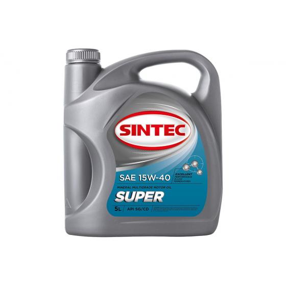 Масло SINTEC Супер SAE 15W-40 API SG/CD канистра 5л/Motor oil 5liter can