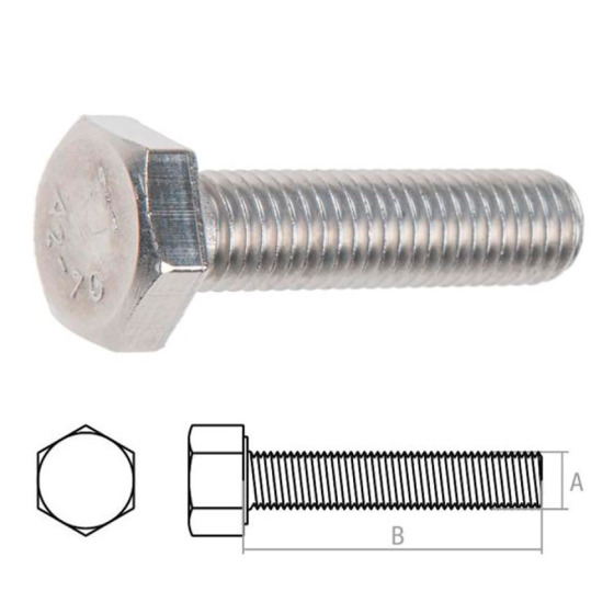 Болт М6х70 шестигр., нерж.сталь (А2), DIN 933 (100 шт в уп.) (STARFIX)
