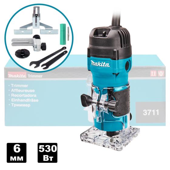 Фрезер кромочный MAKITA 3711 в кор. (530 Вт, цанга 6 мм, 32000 об/мин)