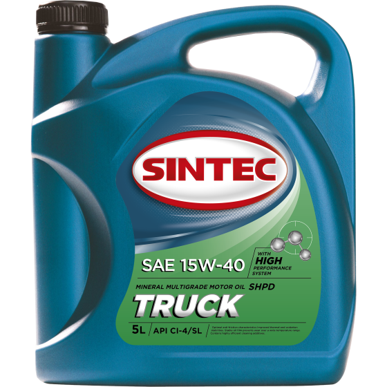 Масло Sintec TRUCK SAE 15W-40 API CI-4/SL канистра 5л/Motor oil 5l can